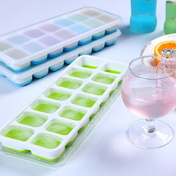 14 Grids Ice Cube Trays Molds Easy-Release Silicone Flexible Ice Cube Maker Square