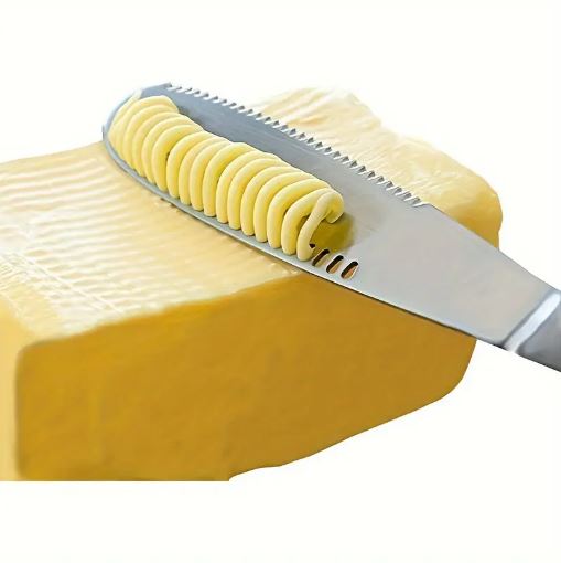 1Pc Stainless Steel Butter Spreader, Butter Knife and Curler Serrated Butter Grater for Cold Butter Slicer