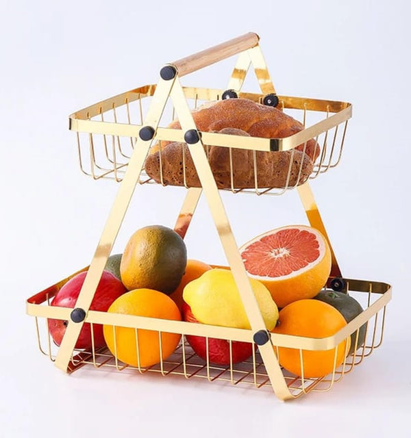 2 Tier Countertop Fruit Basket Organizer Basket For Kitchen Cournertop