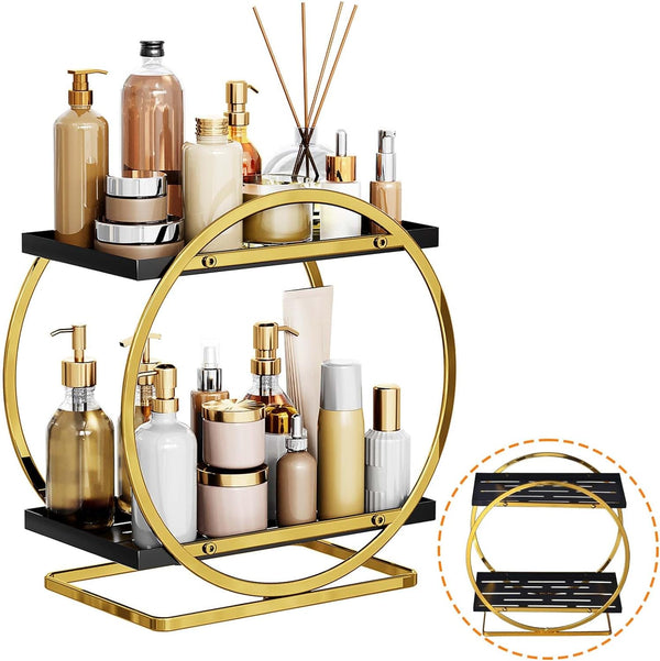 Makeup Organizers And Storage, 2 Tier Metal Perfume Skincare Cosmetics Organizer Rack