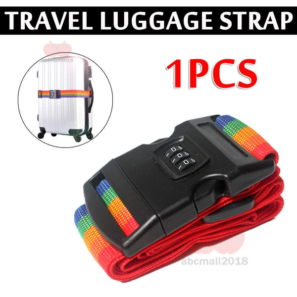 Adjustable Luggage Strap With Combination Lock, Suitcase Belts For Travel, Colorful