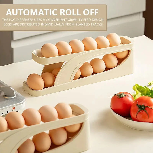 Automatic Scrolling Egg Rack, Double Layer Egg Dispenser, Counter Top Egg Storage Tray