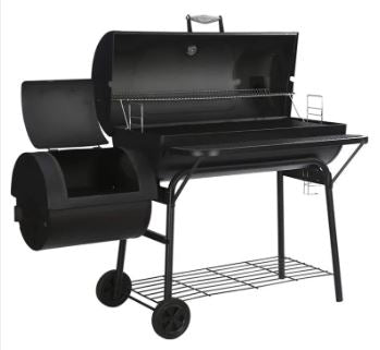 BBQ Charcoal Grill And Offset Smoker For Picnic Garden Terrace Camping Beach Outdoor, Pit Patio Backyard Home Meat Cooker Smoker With 2 Wheels
