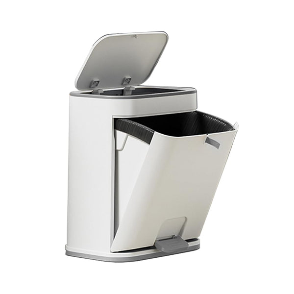 Bathroom Trash Can with Lid, Plastic Garbage can with Press top Lid for Kitchen, Bathroom, Bedroom, Living Room, Offices