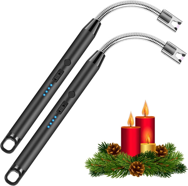 Candle Lighter - Flexible Plasma Arc Long Neck USB Lighter Rechargeable Windproof Flameless For Candles, Grill, Cooking, Camping, Hiking