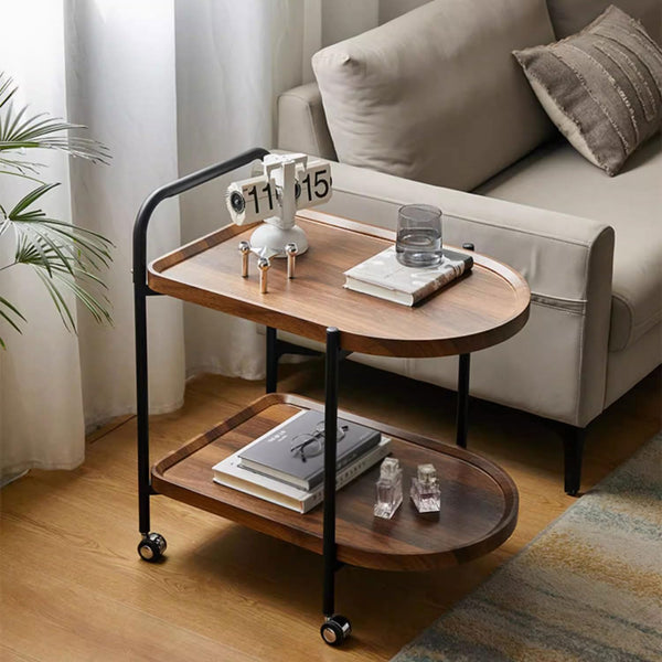 Movable Coffee Table Side Table Tea Table 2-Tier With Wheel