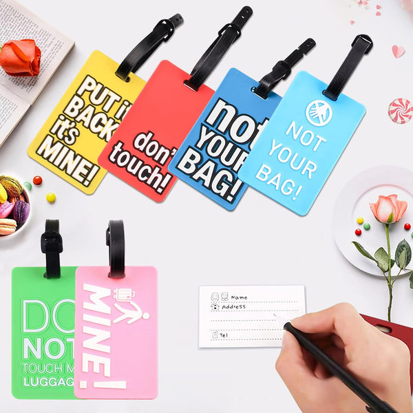 1pc Colorful Flexible PVC Travel ID Labels Name Card Holder, Secure Suitcase Luggage Tags