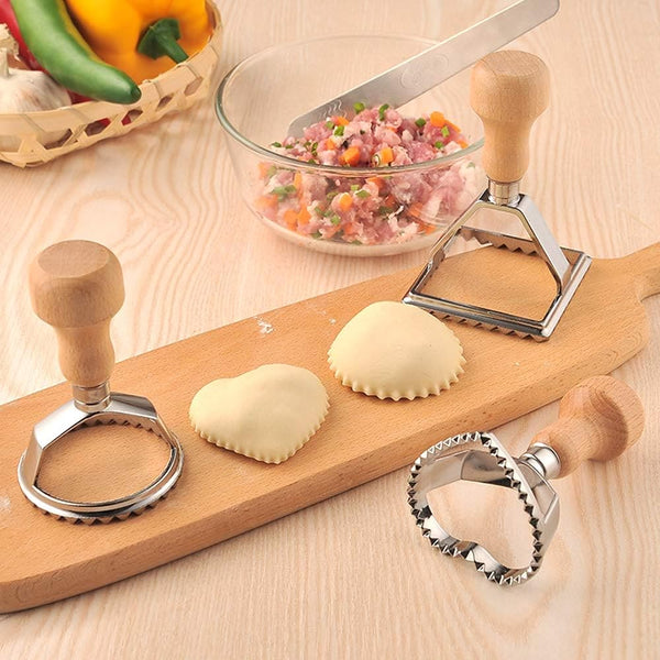 Cookie Stamp Cutter with Wooden Handle, Fondant Press Mold Cutter