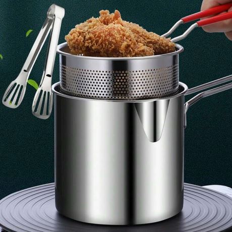 Stainless Steel Deep Frying Pot With Strainer