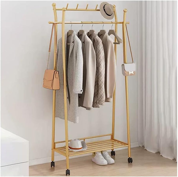 Double Rod Clothing Garment Rack, Hanging Clothes Rack With Bottom Shelf For Bedroom Living Room