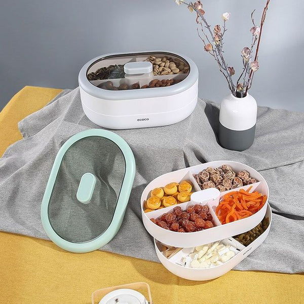 Dust-Proof Dry Fruit Tray, Candy Snack Box With Rotary Phone Holder