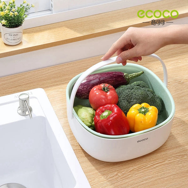 Ecoco Drain Strainer With Handle Retractable, Kitchen Drain Basket Vegetable Washing Basket Colander Tool Strainer