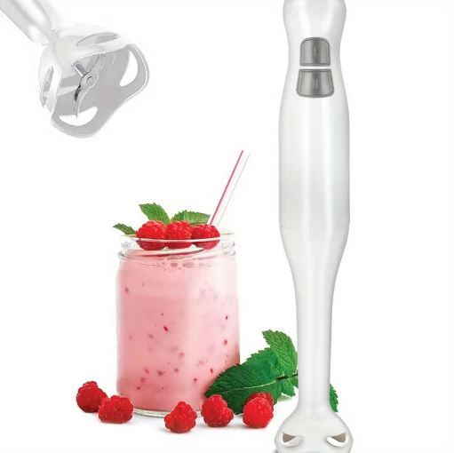 Electric Immersion Hand Blender, Mixer, Chopper, Powerful 180 Watt Ice Crushing 2-Speed Control One Hand Mixer (White)