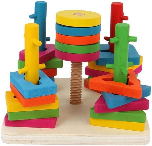 Five-Column Pile Building Blocks Toys Children Early Education Puzzle, Hand-eye Coordination Training Toys