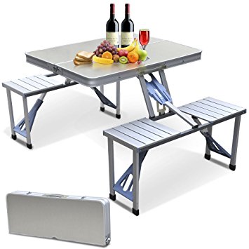 Outdoor Garden Aluminum Portable Folding Camping Picnic Table with 4 Seats