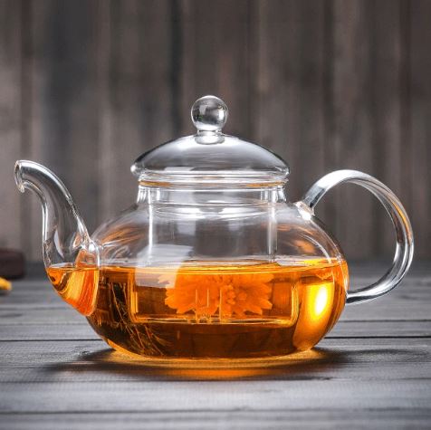 Glass Teapot with Glass Infuser, Stovetop Safe Tea Kettle, Blooming and Loose Leaf Tea Maker