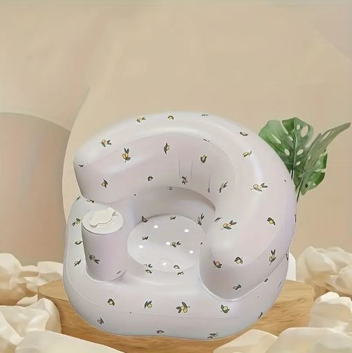 Inflatable Bath Stool with Bee & Flower Design - Portable, Foldable, Anti-Slip Shower Seat