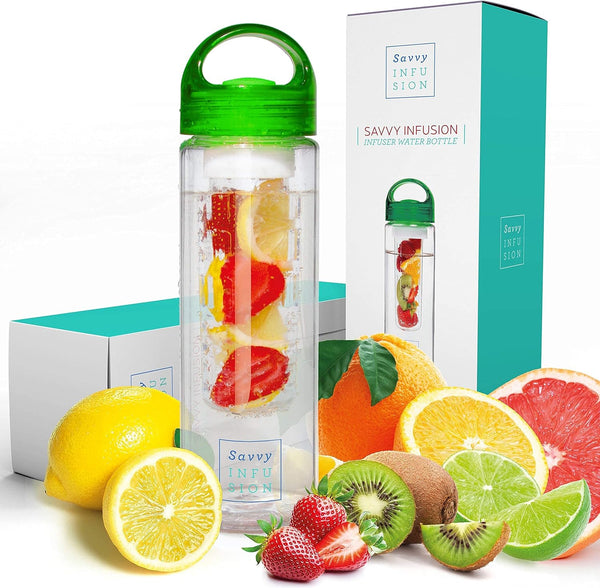 Infusion Water Bottles - Fruit Infuser Bottle With Unique Leak Proof Silicone Sealed Cap