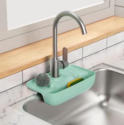 Faucet Drainer Rack Kitchen Sink Sponge Draining Storage Rack Organizer