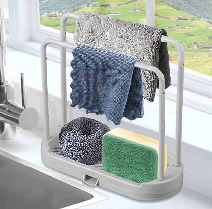 Kitchen Sponge Brush Holder Detachable Towel Rag Hanger For Bathroom Sink