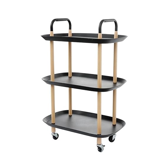 Mobile Cart Tea Set Rack Kitchen Living Room Storage Cart Three-Layer Design