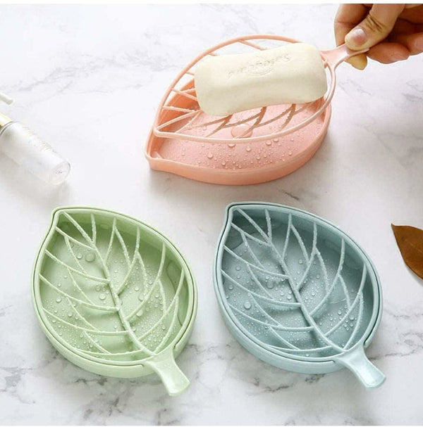 Beautiful Leaf Shape Double Layer Soap Dish Case Holder For Bathroom