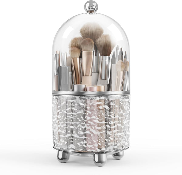 360° Rotating Makeup Brush Holder Organizer with Lid