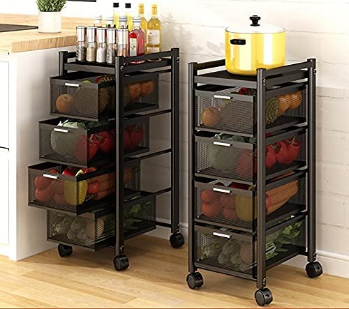 Modern Metal Kitchen Trolleys For Home, Square Design Fruits & Vegetable Organizer