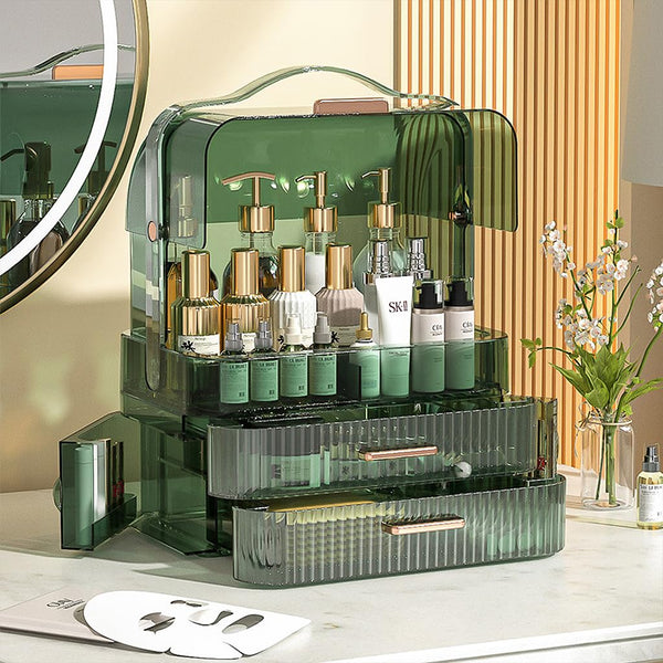 Portable Multi Layer Desk Makeup Organizer With Drawer Large Cosmetic Organizer