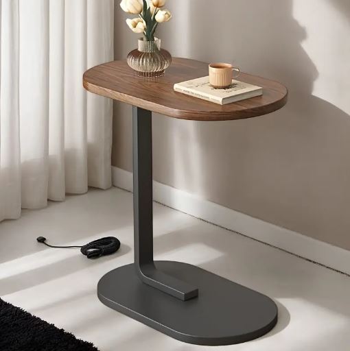 Multifunctional C-Shaped Side Table - Hardwood Sofa Side Table & TV Tray, Perfect Choice for Living Room, Bedroom, And Bedside.