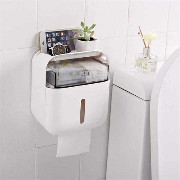 Multipurpose Toilet Paper Holder With Phone Shelf And Drawer Storage For Bathroom Or Kitchen