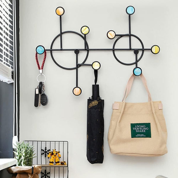 Nordic Style Wall Shelf With Hooks - Circle