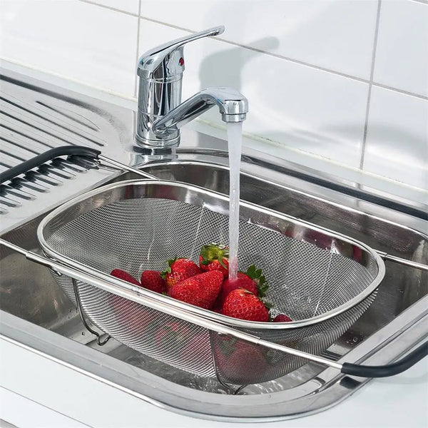 Over The Sink Stainless Steel Colander Strainer Basket, Drain Basket