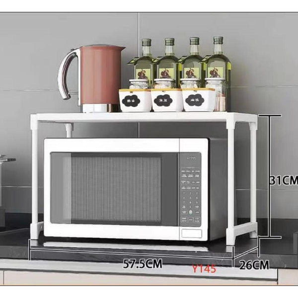 Plastic And Metal Microwave Single Layer Shelf Stand Microwave Oven Rack, Kitchen Storage Organizer Cabinet