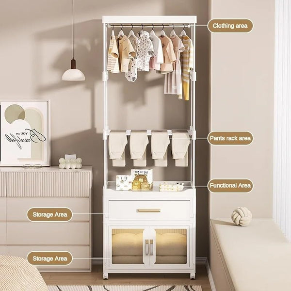 Portable Closet Wardrobe Foldable Clothes Organizer with Cubby Storage