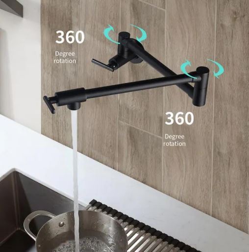 Pot Filler Kitchen Faucet Double-Handle Wall Mount