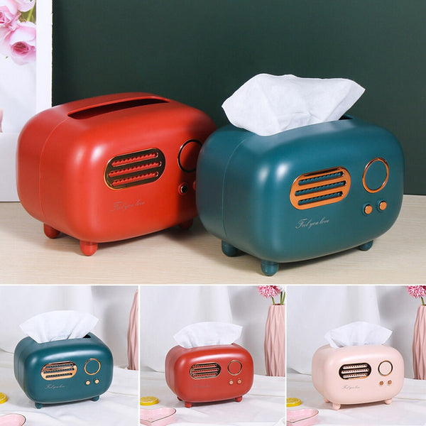 Retro Radio Model Tissue Box, Desktop Paper Holder Decoration Box