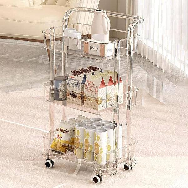 3 Layer Rolling Carts With Wheels For Groceries, Strong Load-Bearing With Low-Noise Multi-Functional Mobile Shelf