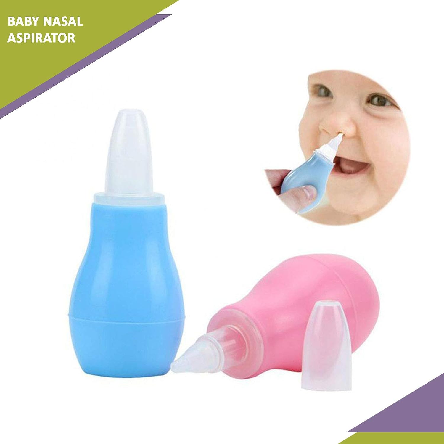 Silicone Baby Nasal Aspirator, Vacuum Sucker, Instant Relief From Bloc ...