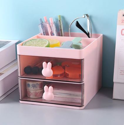 Small Desk Organizer With Drawer, Office Desktop Storage Box, Stationery/Makeup Organizer Storage Box