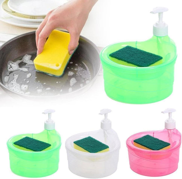 Soap Dispenser Pump With Sponge Manual Press Cleaning Soap Tool Container