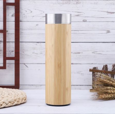 (Pack Of 1) Travel Bamboo Vacuum Flask With Tea Strainer 500ml Flask Botttle