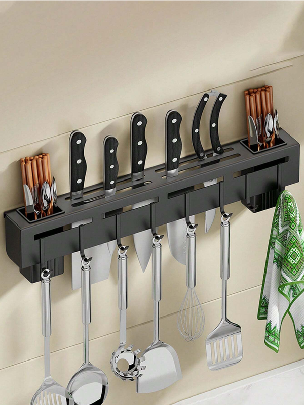 Multi-Purpose Stainless Steel Wall Mount Kitchen Shelf Knife, Spatula, Ladle Holder