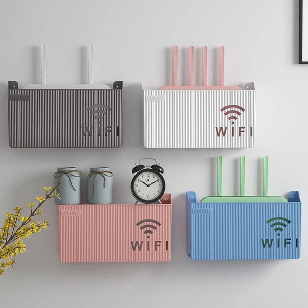 Wireless Wifi Router Shelf Wall-Mounted Cable Power Bracket Organizer