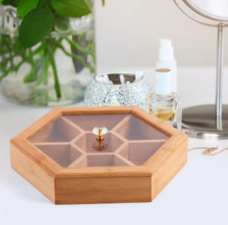 Wooden Dry Fruit Tray Living Room Coffee Table Compartment Storage Snack Candy Box Food Container