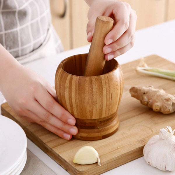 Wooden Mortar & Pestles, Pepper Grinder Crush Pot Kitchen Accessory For Home Cooking Tool
