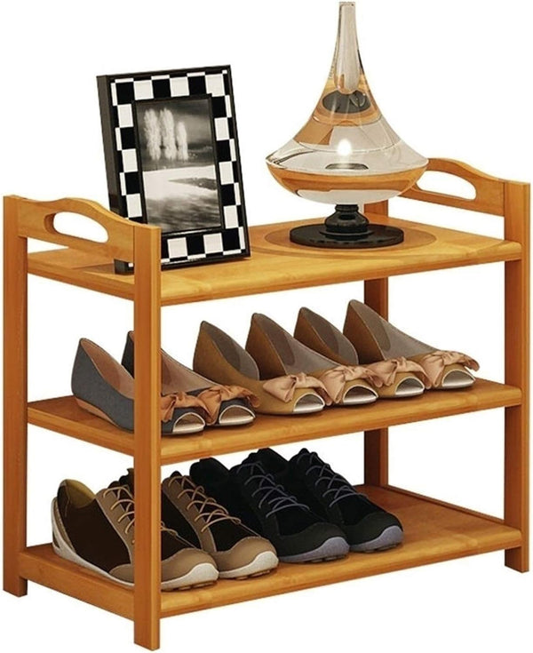 Wooden Shoe Rack Simple 3-Tier Space-Saving Shoe Shelf Storage Organizer