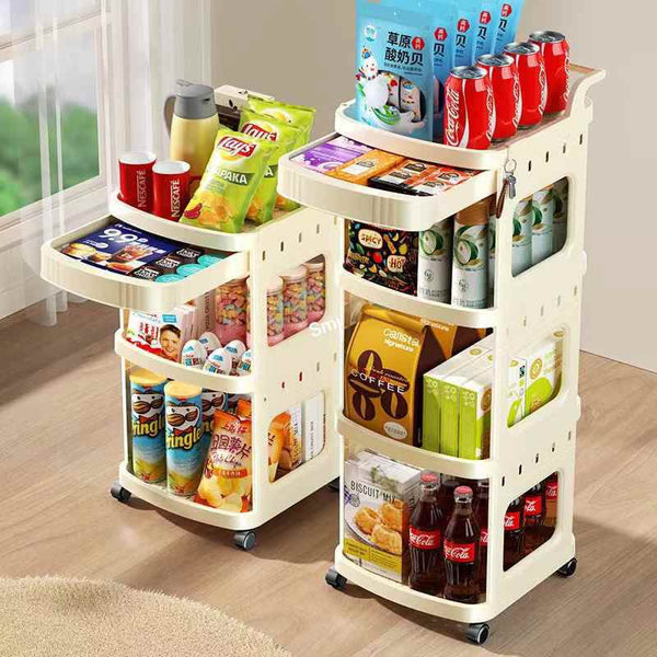 Multipurpose Utility Storage Cart, Rolling Carts with Wheels for Bathroom, Laundry, Kitchen