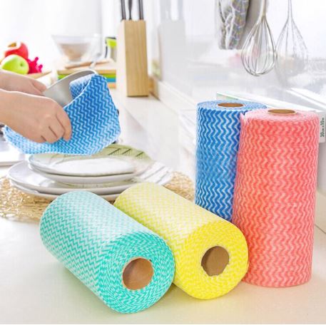 50Pcs Reusable Wipes Sheets Roll - Kitchen Housework Dish Cleaning Cloths Wiping Pad