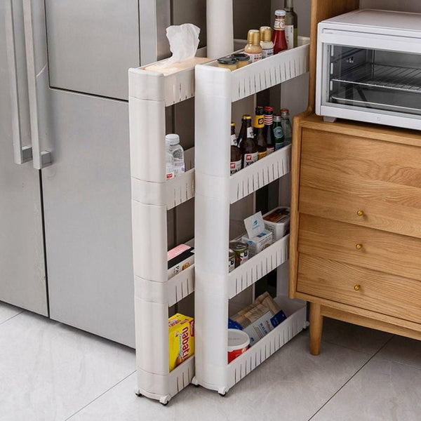 Gap Storage Rack - Rolling Trolley with Wheels Mobile Kitchen Household Storage Accessories